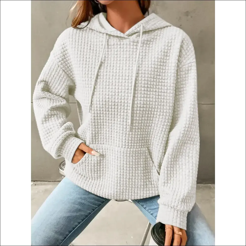 Textured Drop Shoulder Hoodie - Chic & Comfy