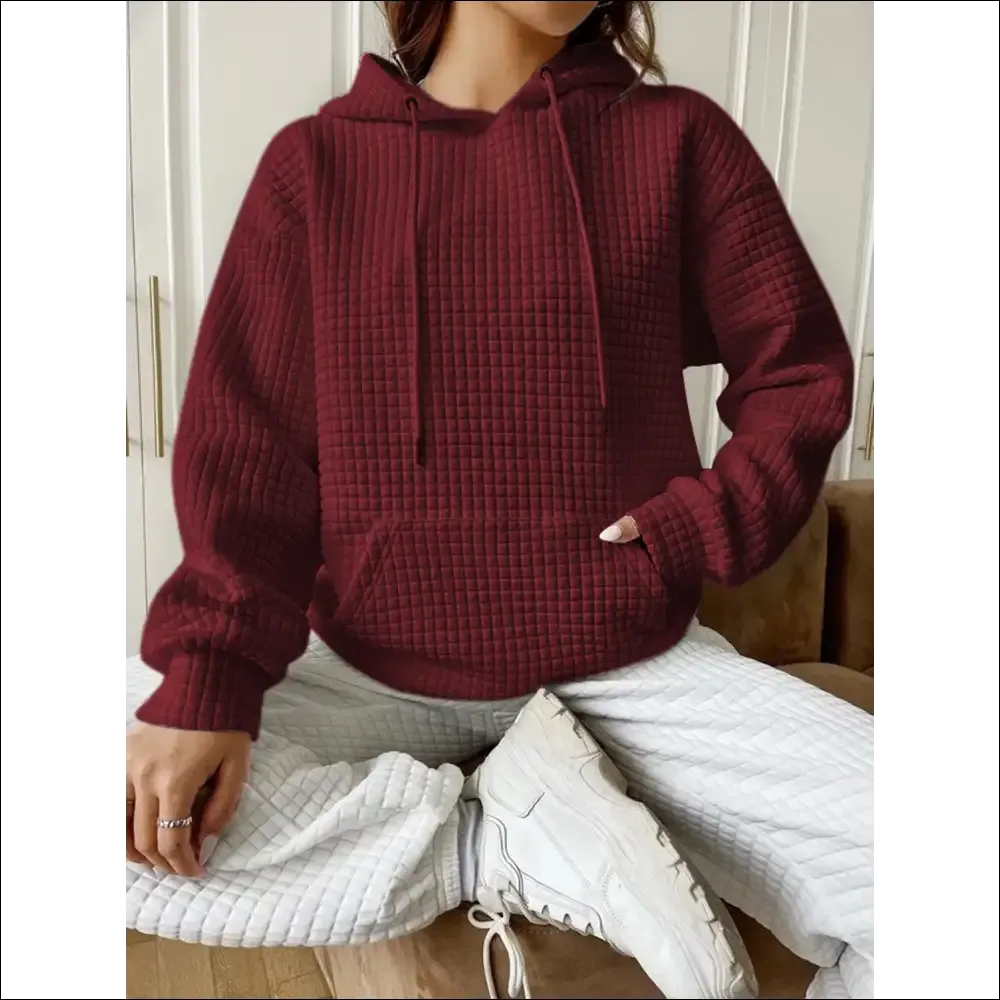 Textured Drop Shoulder Hoodie - Chic & Comfy