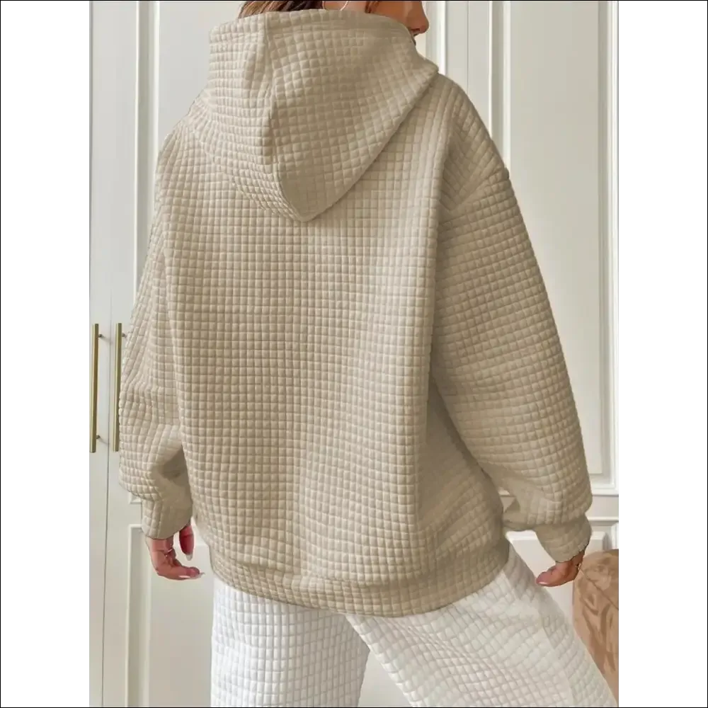 Textured Drop Shoulder Hoodie - Chic & Comfy