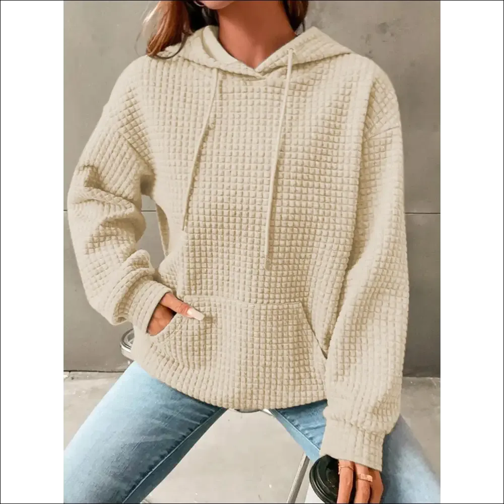 Textured Drop Shoulder Hoodie - Chic & Comfy