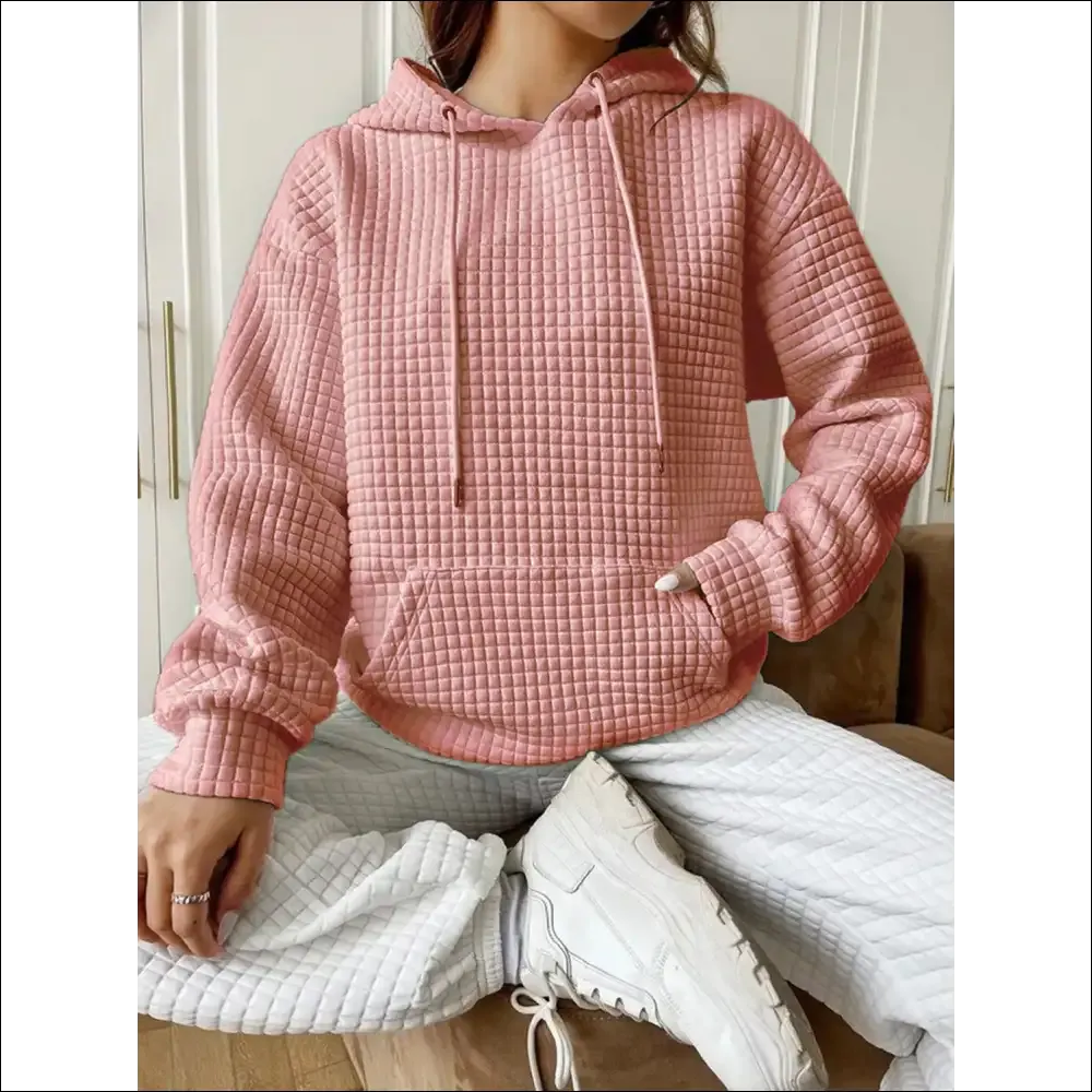 Textured Drop Shoulder Hoodie - Chic & Comfy
