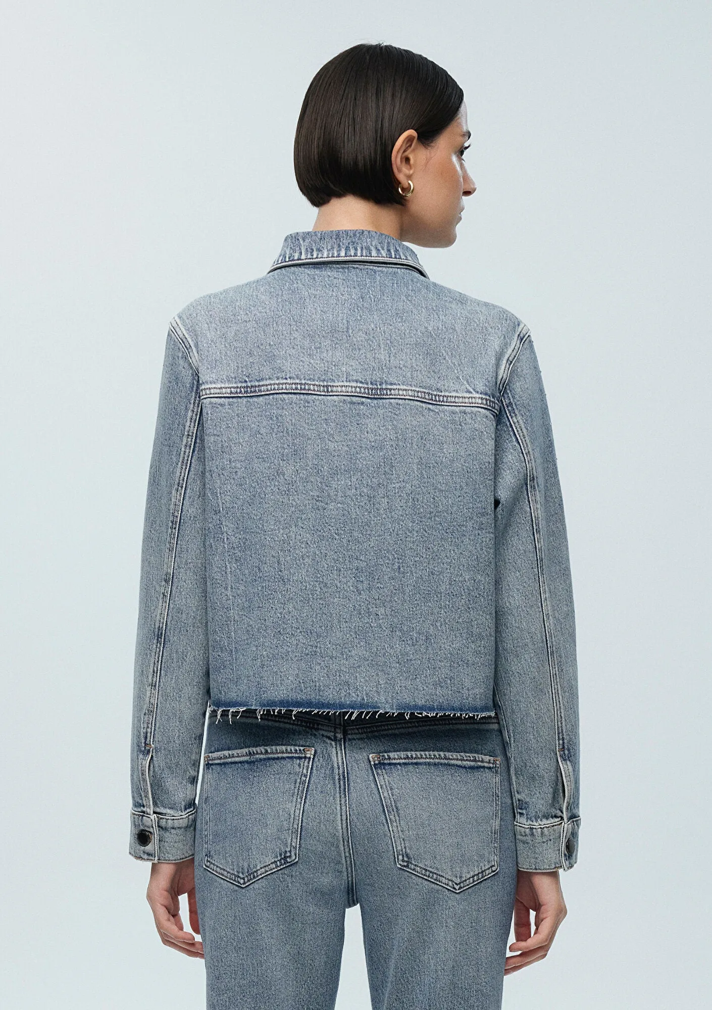 Thalia Shiny Mid Denım Jean Jacket