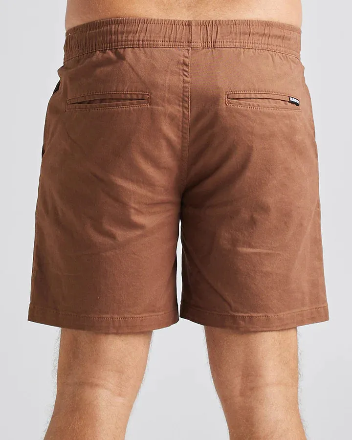 THE MAD HUEYS STRANDED ELASTIC CHINO 18'' SHORT WALNUT