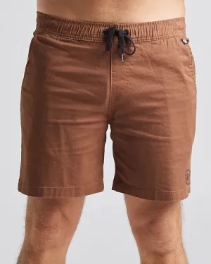 THE MAD HUEYS STRANDED ELASTIC CHINO 18'' SHORT WALNUT