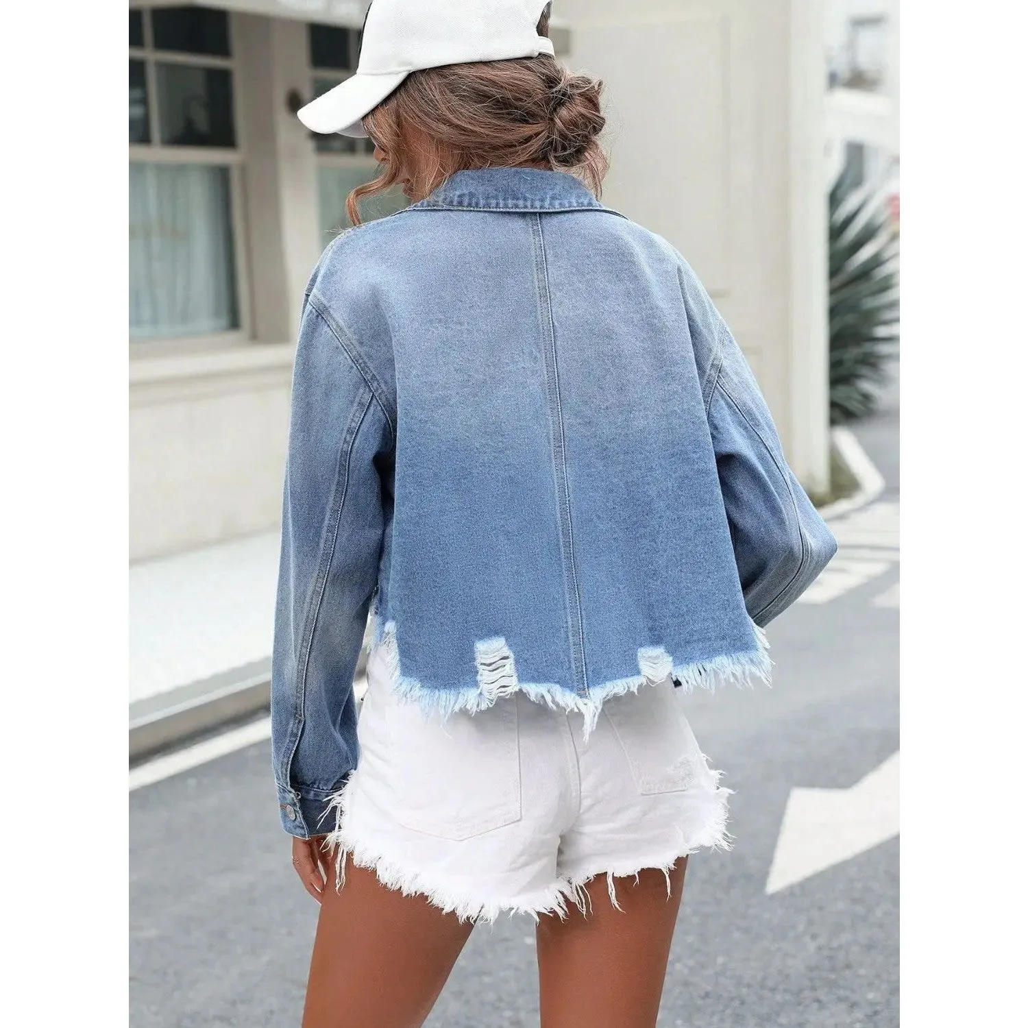 'Tindra' Cropped Denim Jacket
