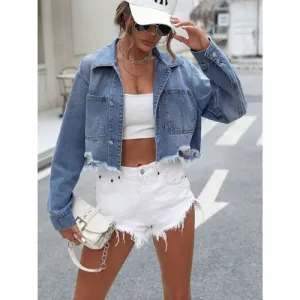 'Tindra' Cropped Denim Jacket