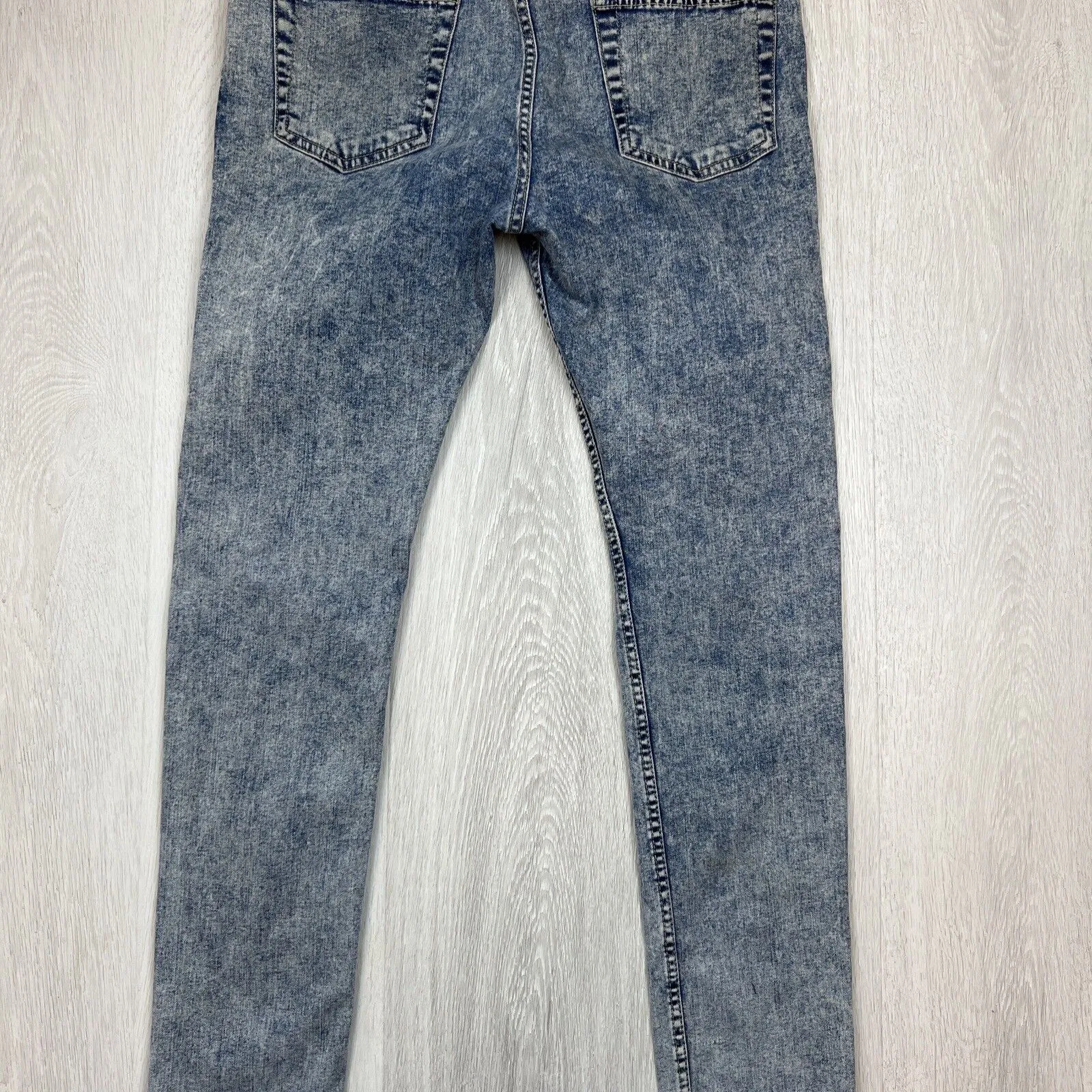 Topman Stretch Skinny Mens Acid Wash Denim Jeans Size 34/32