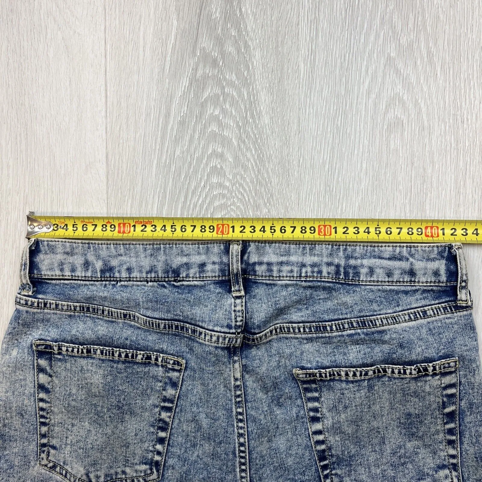 Topman Stretch Skinny Mens Acid Wash Denim Jeans Size 34/32
