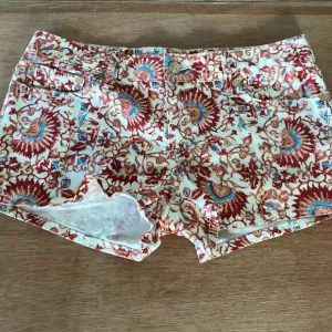 Tory Burch Avery Chino Shorts Women 27 Orange Floral Mid Rise Designer