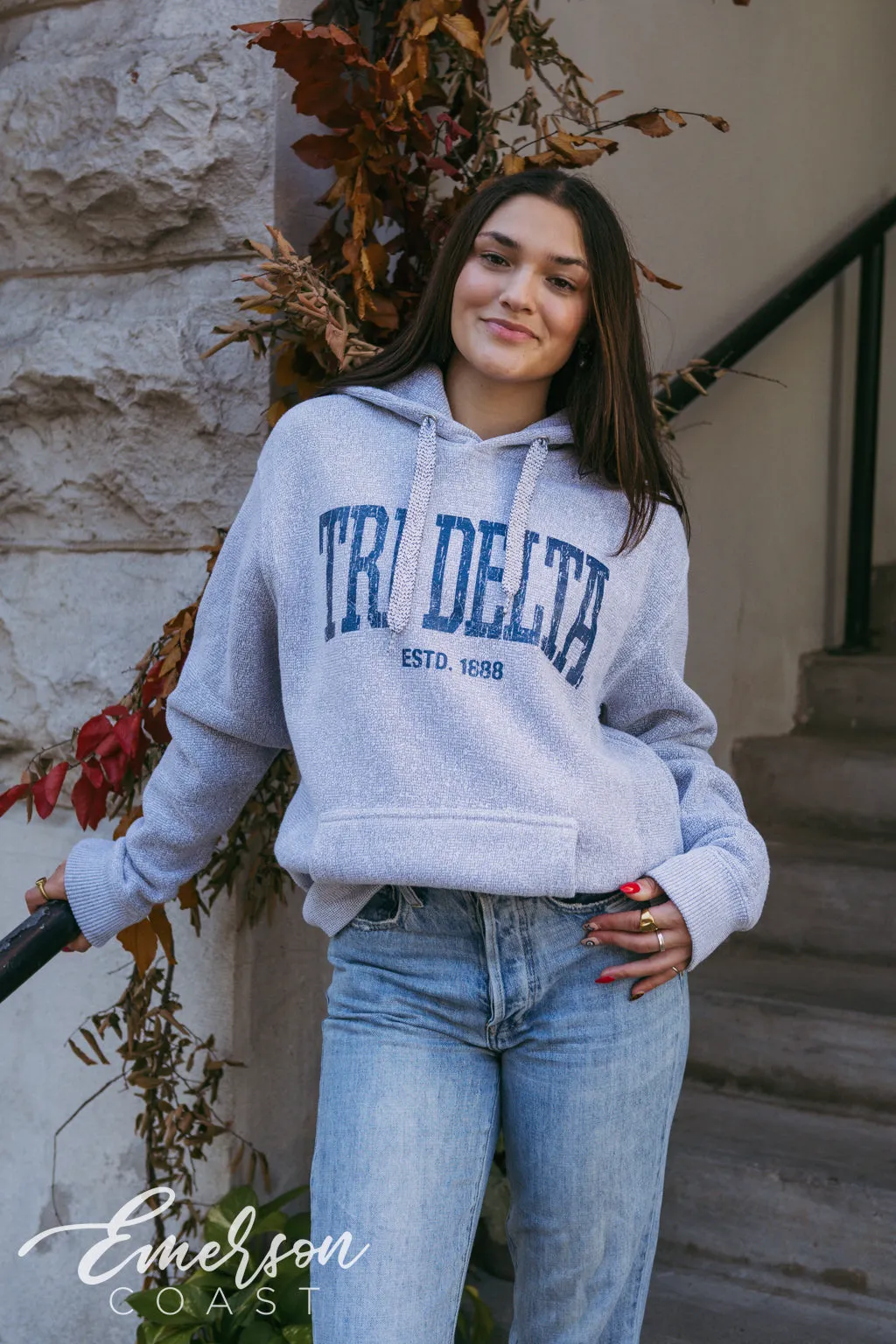 Tri Delta Light Gray Cozy Knit PR Hoodie