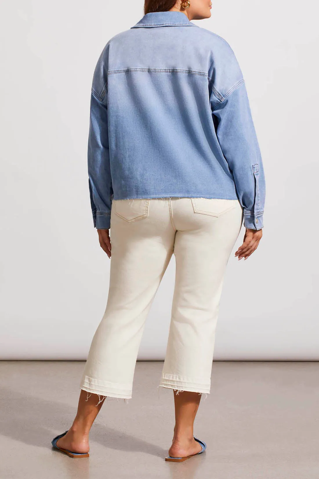 Tribal Sky Blue Crop Curvy Denim Jacket