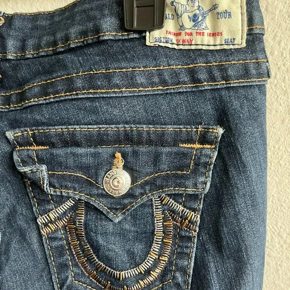 True Religion Women's Dark Wash Skinny Jeans Size 28 Style WLH599X96