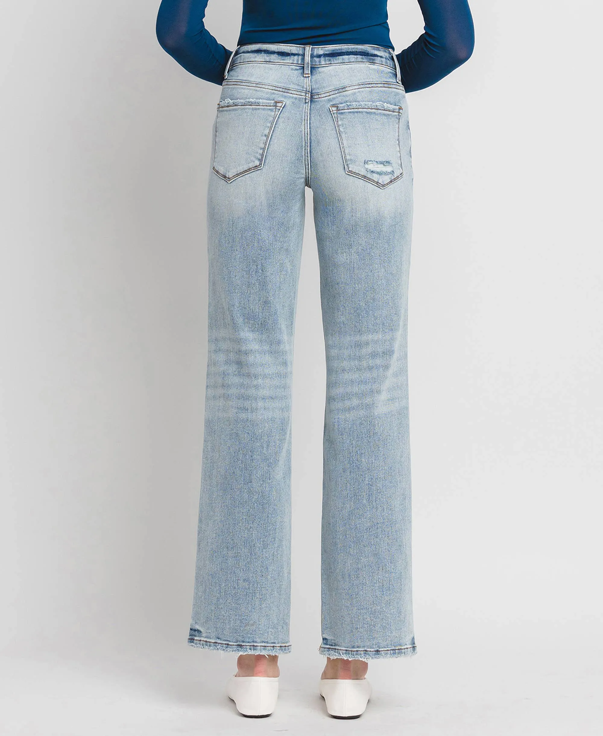 Tummy Control Mid Rise Slim Wide Leg Jeans