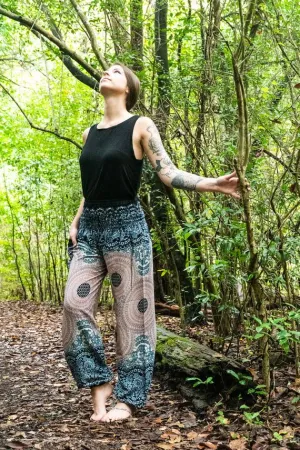 Unisex Bohemian Mandala Floral Harem Pants- Pink/Blue