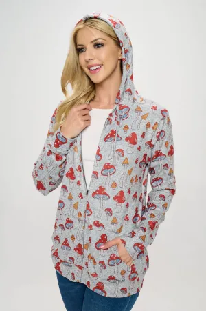 Unisex Grey Amanita Zipper Hoodie