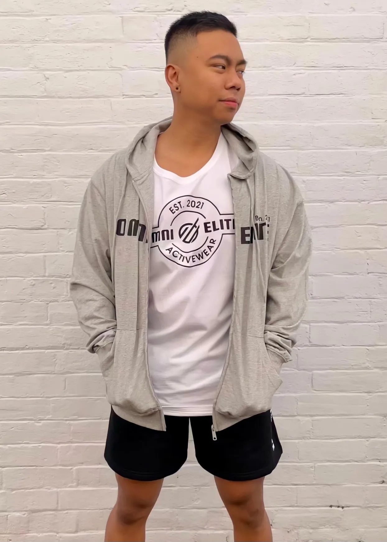 UNISEX LIGHT WEIGHT COTTON HOODIE in MARBLE GREY