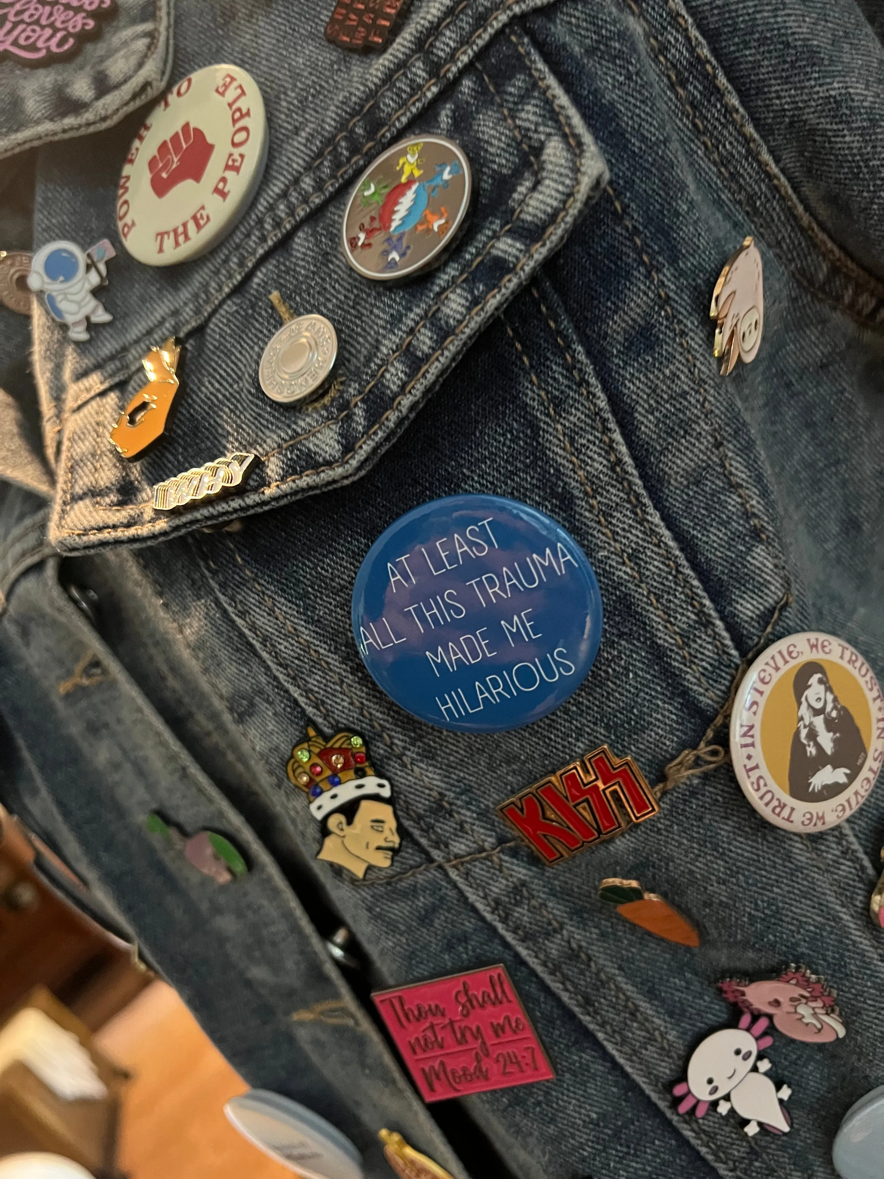 Upcycled “50” Pins Demin Jacket