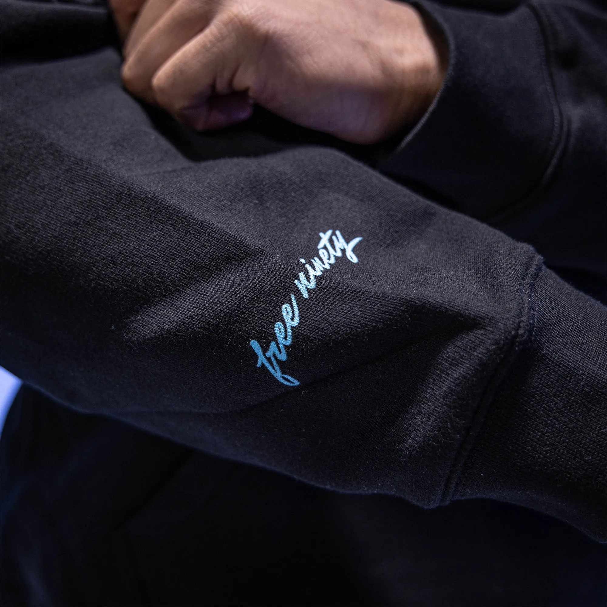 Upside Down Baseball Hoodie - Black/Light Blue