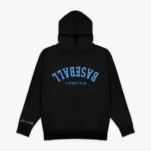 Upside Down Baseball Hoodie - Black/Light Blue