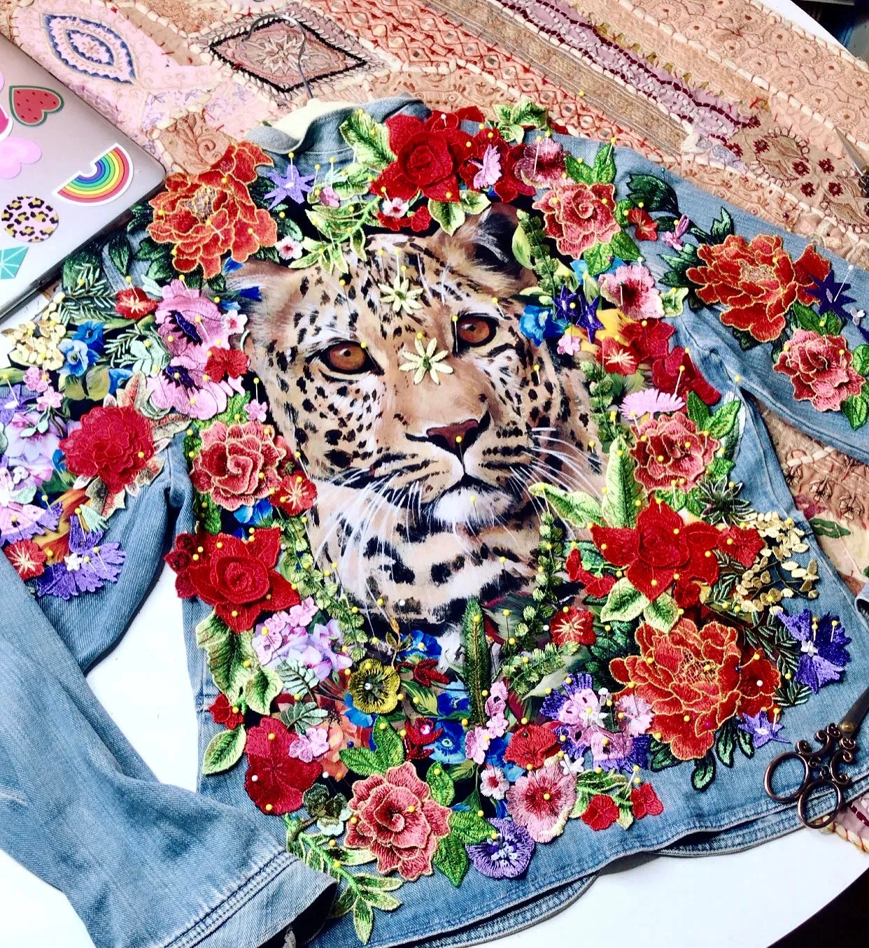 Vintage ROAR LEOPARD Denim Jacket.