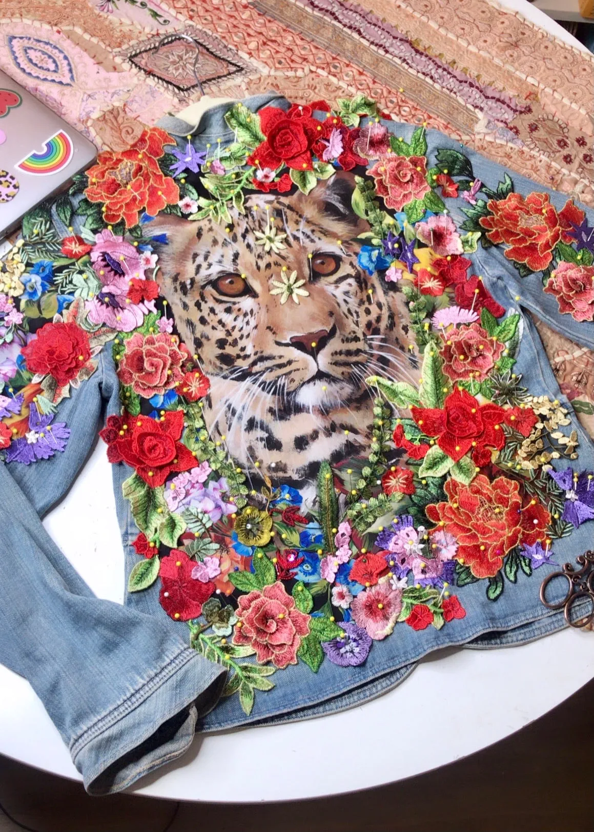 Vintage ROAR LEOPARD Denim Jacket.