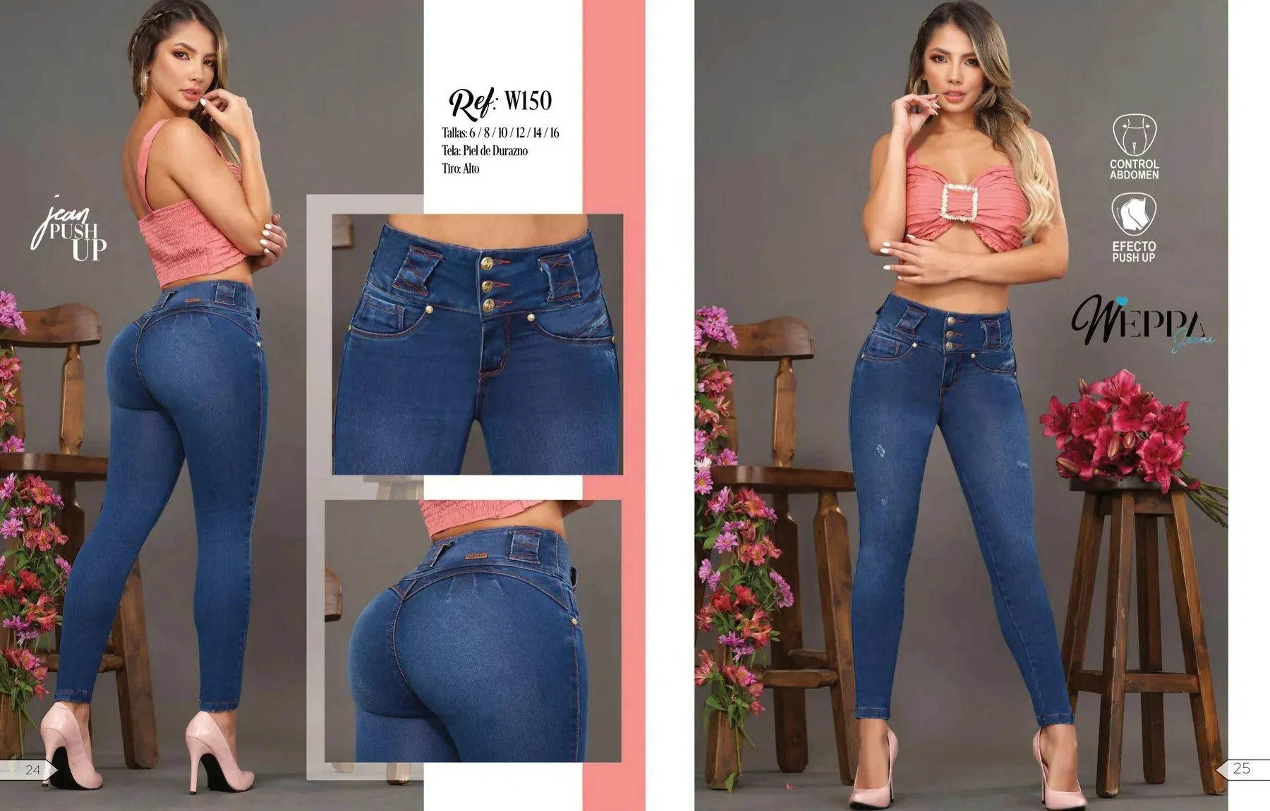 W-150 100%  Authentic Colombian Push Up Jeans