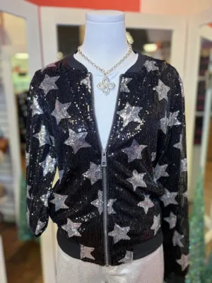 Way Sequin Star Bomber Jacket