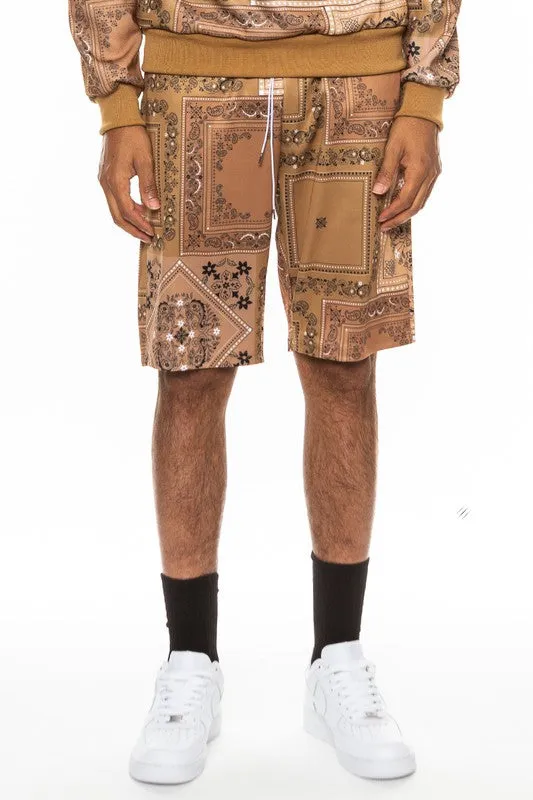 Weiv Mens Paisley Bandana Print Shorts