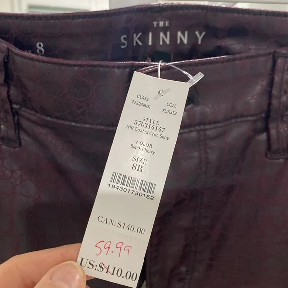 WHBM nwt skinny jean snakeskin  print size 8 high waisted