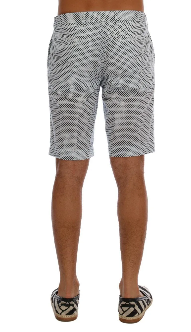 White Blue Polka Dot Cotton Crown Shorts