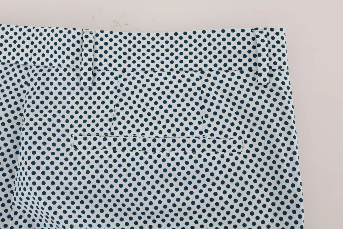 White Blue Polka Dot Cotton Crown Shorts