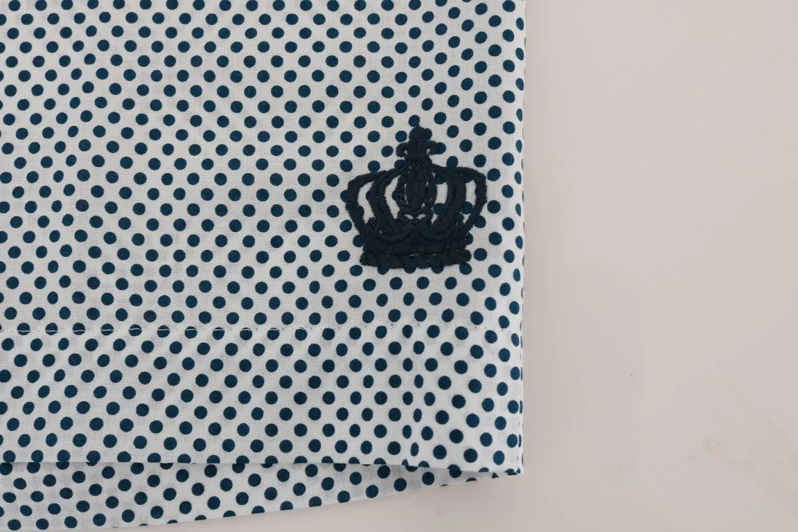 White Blue Polka Dot Cotton Crown Shorts