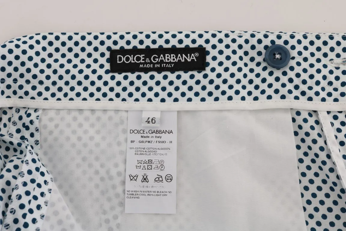 White Blue Polka Dot Cotton Crown Shorts