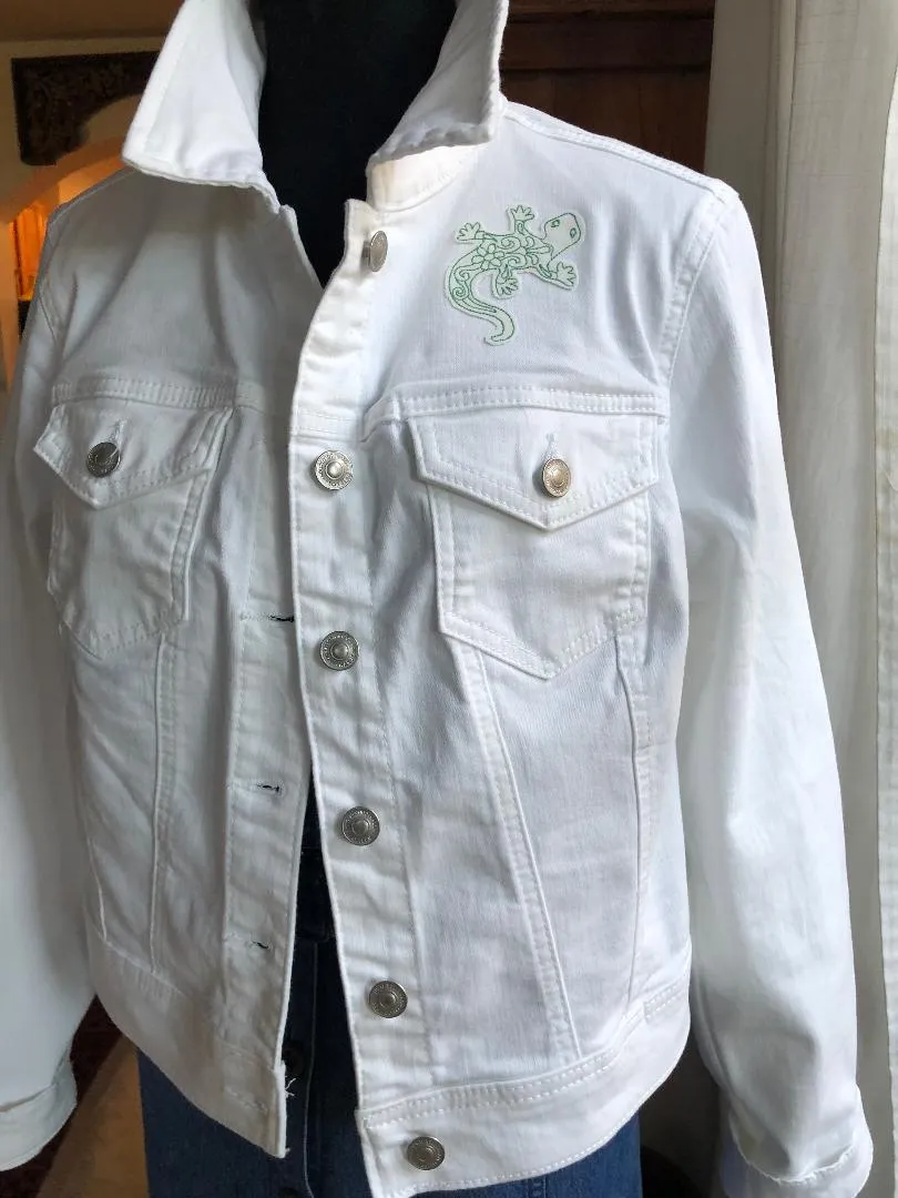 White Denim Embroidery Jacket