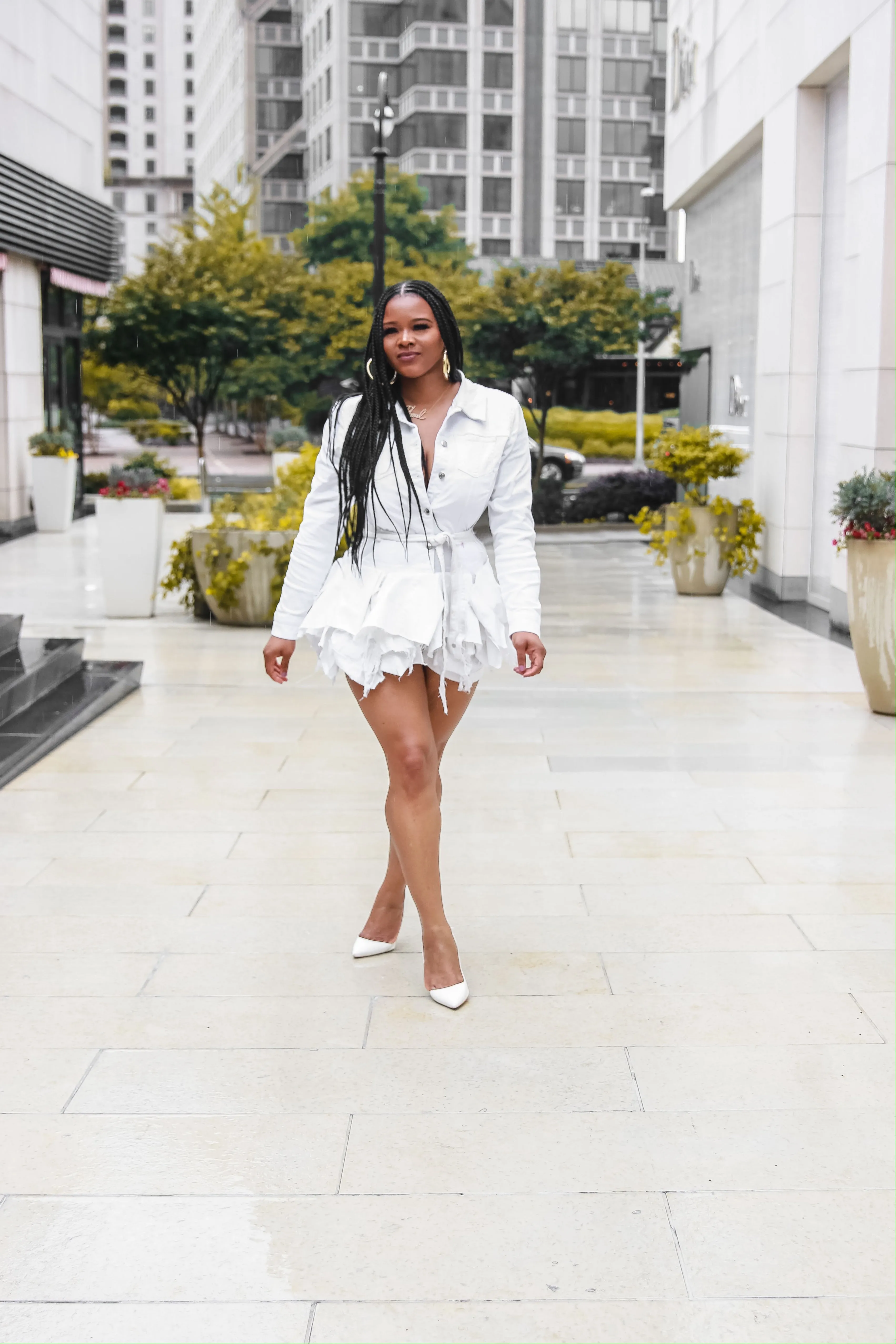 White Denim Peplum Jacket Revamped