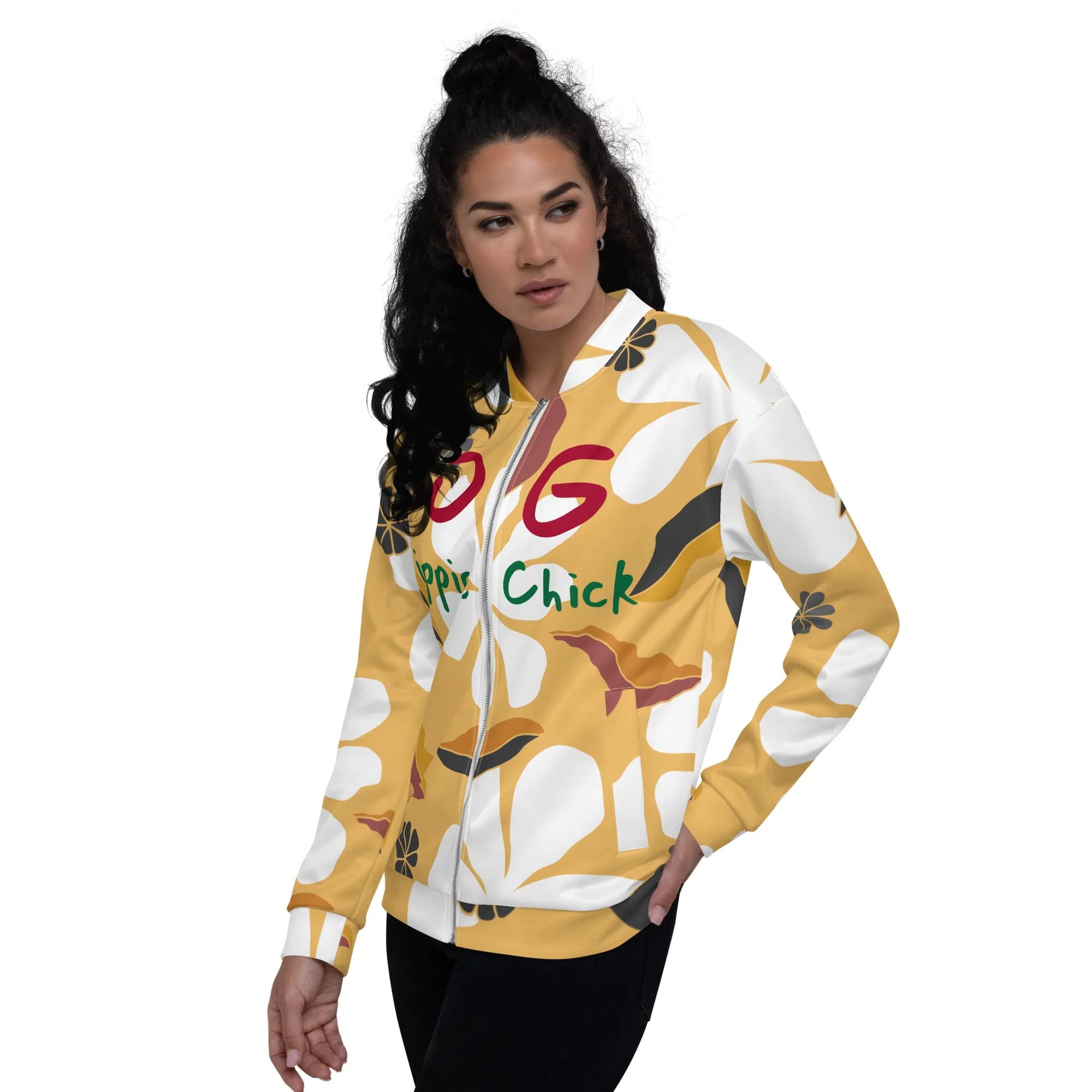 White Flowers Bomber Jacket - OG Hippie Chick