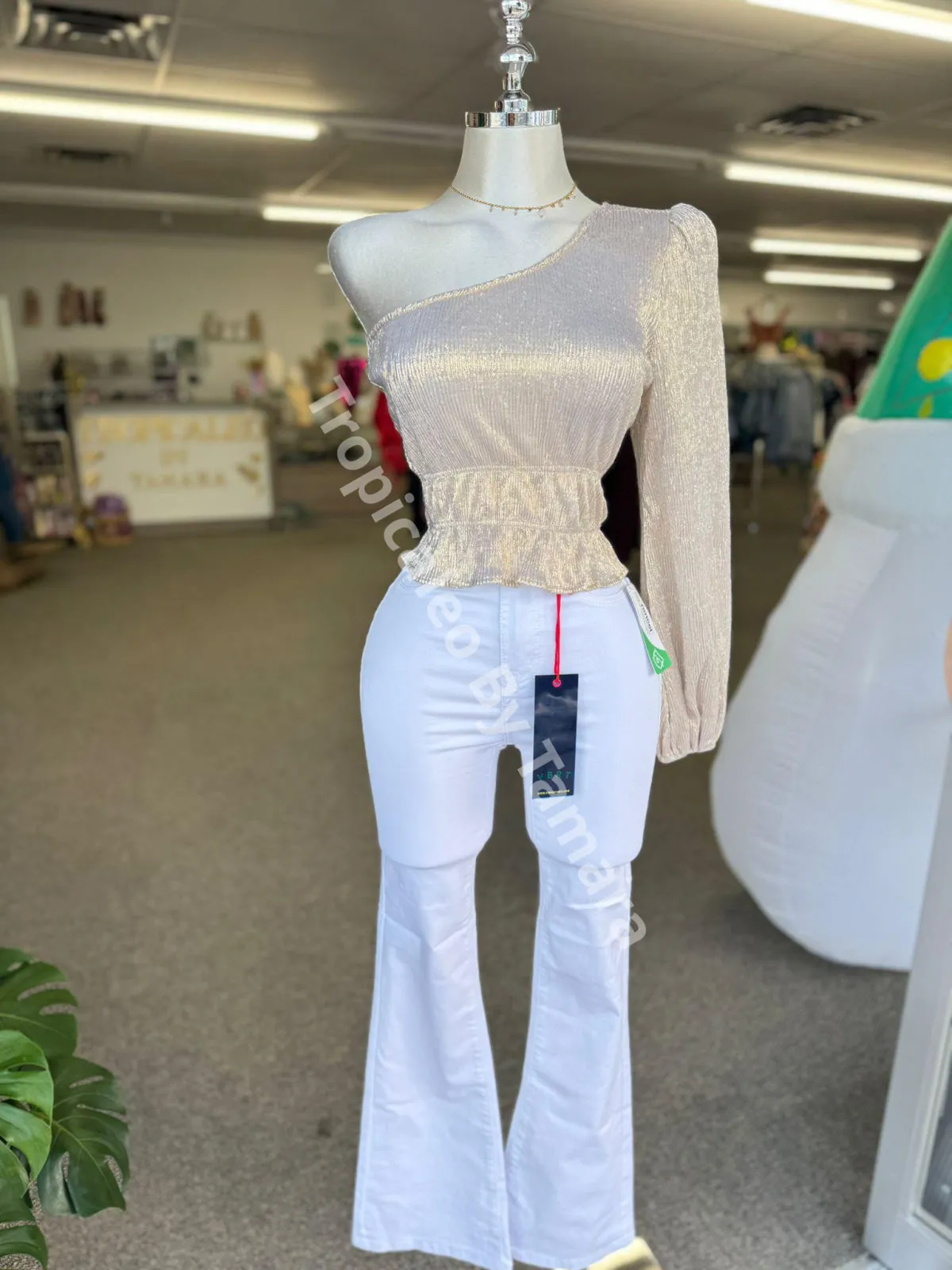 White High-Rise Stretch Jeans