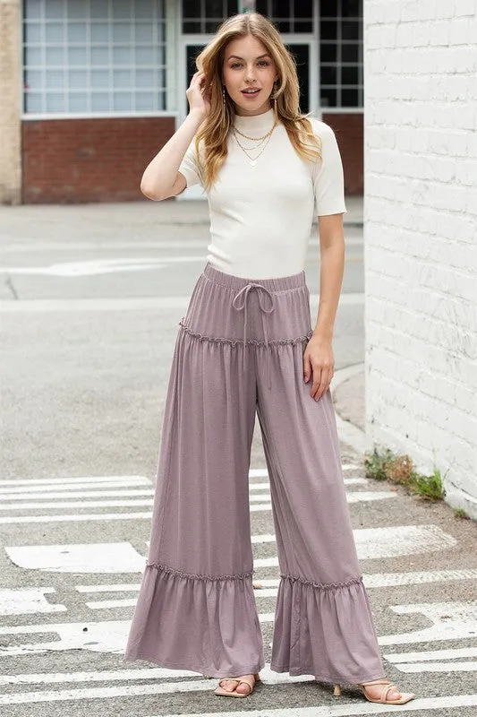 Wide Legged Ruffle Pants