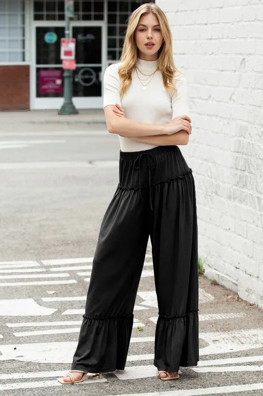 Wide Legged Ruffle Pants