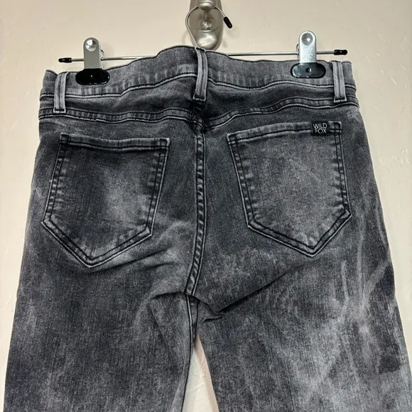 Wildfox Marianne Cosmic Acid Wash Gray White Skinny Mid Rise Jeans Stretch 27