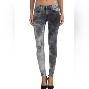 Wildfox Marianne Cosmic Acid Wash Gray White Skinny Mid Rise Jeans Stretch 27
