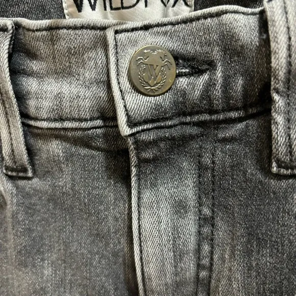 Wildfox Marianne Cosmic Acid Wash Gray White Skinny Mid Rise Jeans Stretch 27