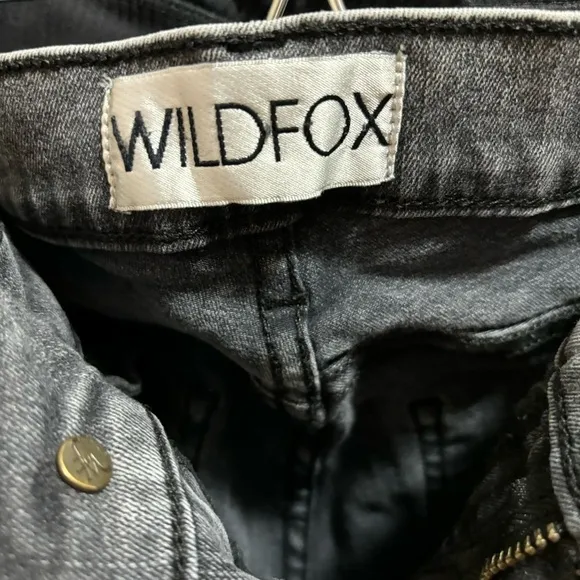 Wildfox Marianne Cosmic Acid Wash Gray White Skinny Mid Rise Jeans Stretch 27