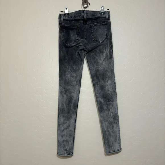 Wildfox Marianne Cosmic Acid Wash Gray White Skinny Mid Rise Jeans Stretch 27