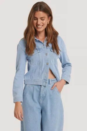 Women Light Blue Solid Jacket