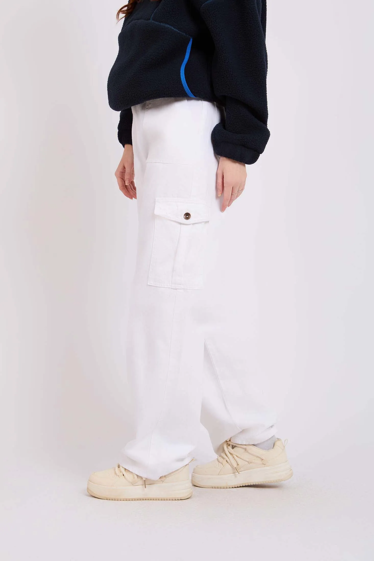 Women Pant Wide Leg Baggy White