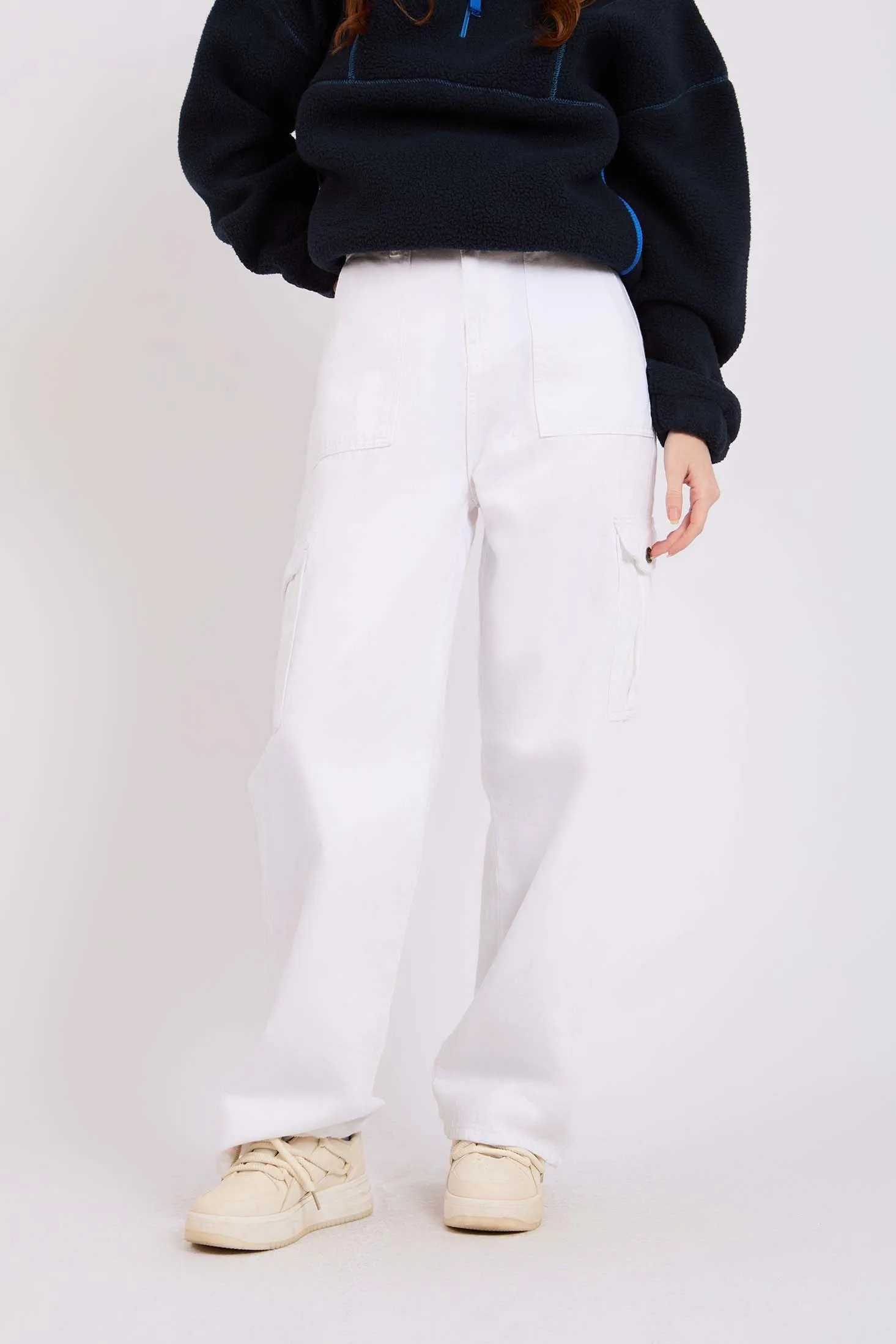 Women Pant Wide Leg Baggy White