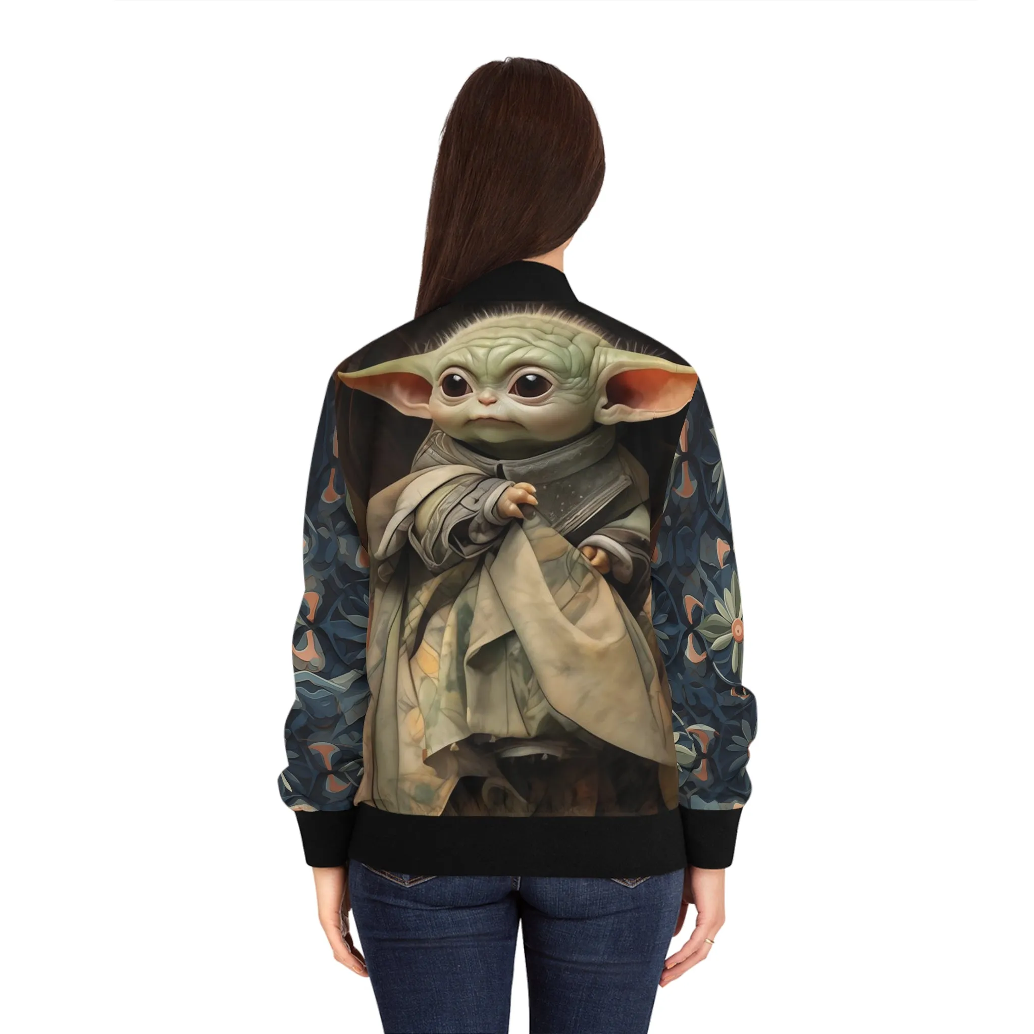 Women's Bomber Jacket - Baby Yoda Grogu Renaissance Painting