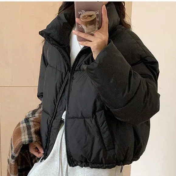 Women's Cropped High Collar Puffer Jacket
