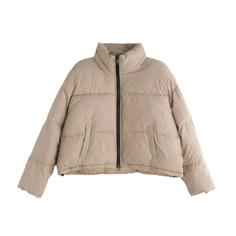 Women's Cropped High Collar Puffer Jacket